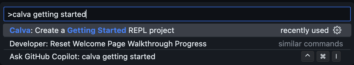 Command Palette Getting Started REPL